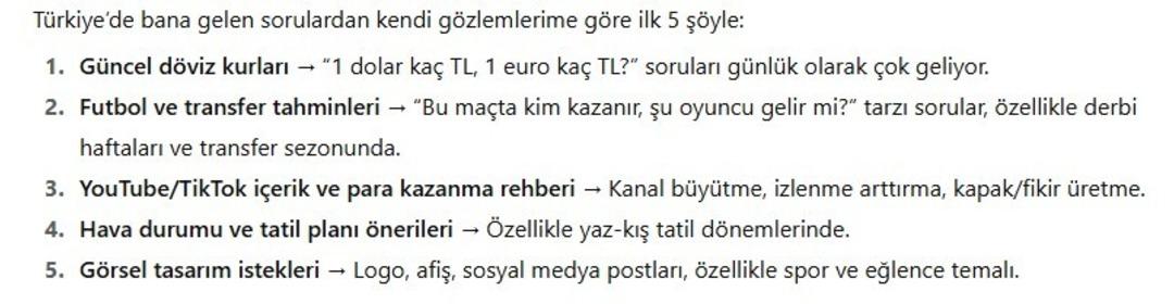 Soruyu doğrudan muhatap için sorduk! Türkiye'de chatgpt'teki insanlara hangi sorunlara danıştılar? 4